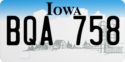 IA license plate BQA758
