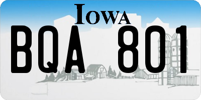 IA license plate BQA801