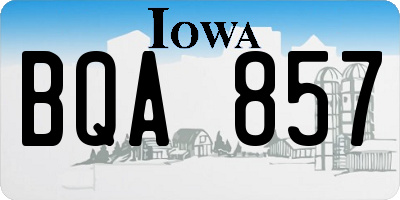 IA license plate BQA857