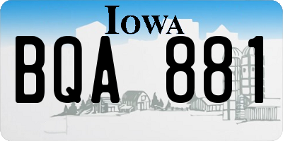 IA license plate BQA881