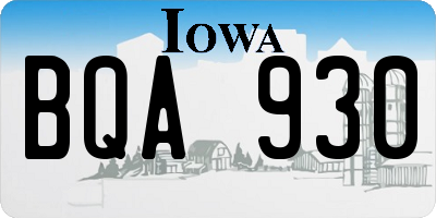 IA license plate BQA930