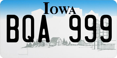 IA license plate BQA999