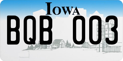 IA license plate BQB003