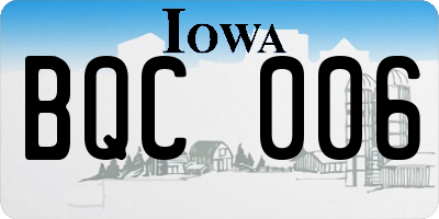 IA license plate BQC006