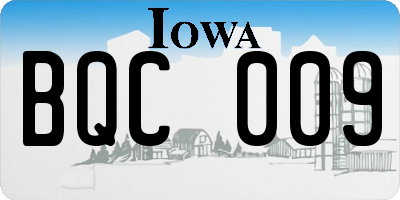 IA license plate BQC009
