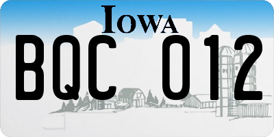 IA license plate BQC012
