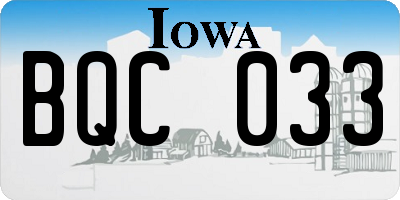 IA license plate BQC033