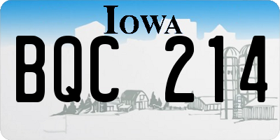 IA license plate BQC214