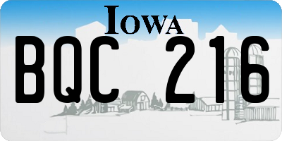 IA license plate BQC216