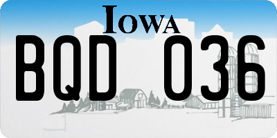 IA license plate BQD036