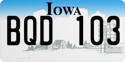 IA license plate BQD103