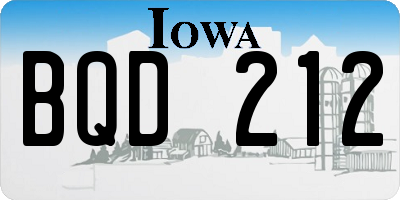 IA license plate BQD212