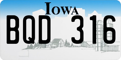 IA license plate BQD316