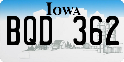 IA license plate BQD362