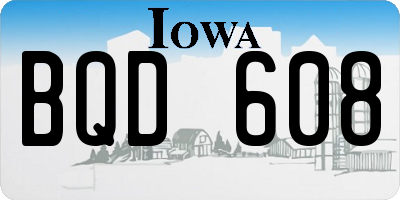 IA license plate BQD608