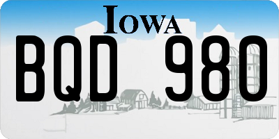 IA license plate BQD980