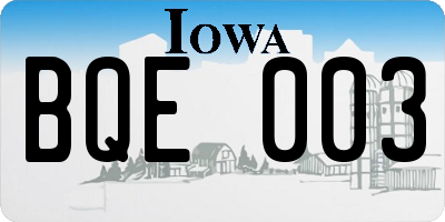 IA license plate BQE003