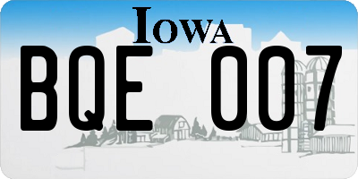 IA license plate BQE007