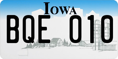 IA license plate BQE010