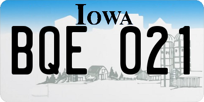 IA license plate BQE021