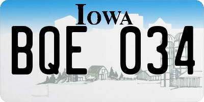IA license plate BQE034