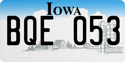 IA license plate BQE053