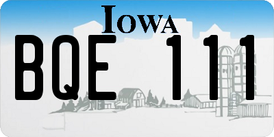 IA license plate BQE111