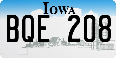 IA license plate BQE208