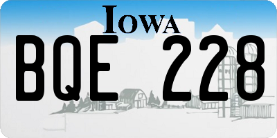 IA license plate BQE228