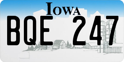 IA license plate BQE247