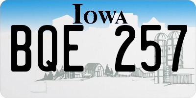 IA license plate BQE257