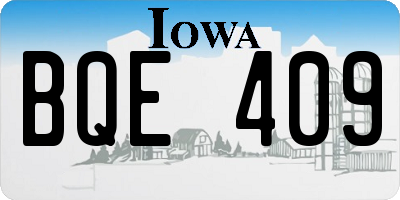 IA license plate BQE409