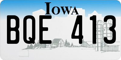 IA license plate BQE413