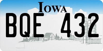 IA license plate BQE432