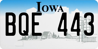 IA license plate BQE443