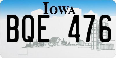 IA license plate BQE476
