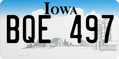 IA license plate BQE497
