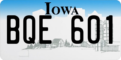 IA license plate BQE601