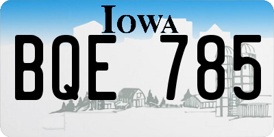 IA license plate BQE785