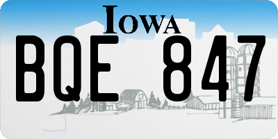 IA license plate BQE847