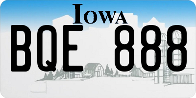 IA license plate BQE888