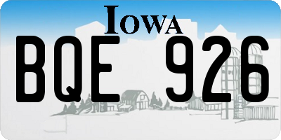 IA license plate BQE926