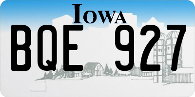 IA license plate BQE927