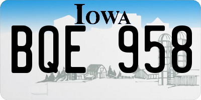 IA license plate BQE958