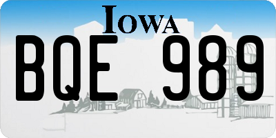 IA license plate BQE989