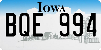 IA license plate BQE994