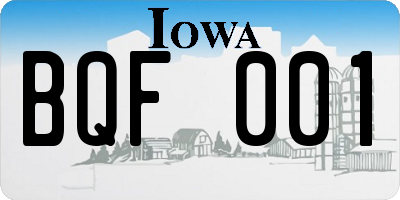 IA license plate BQF001