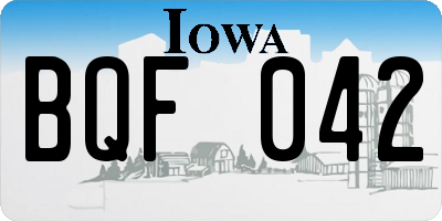 IA license plate BQF042