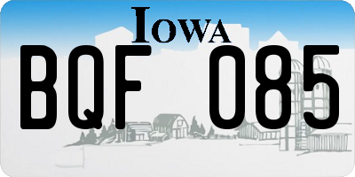 IA license plate BQF085