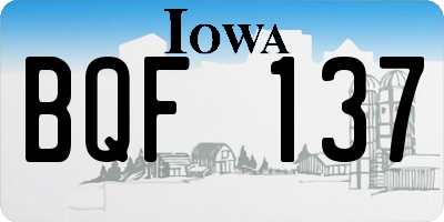 IA license plate BQF137